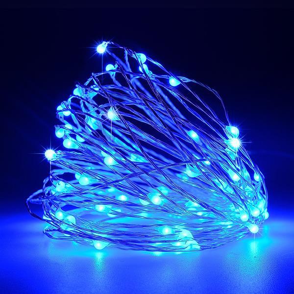 100 Μπλε Φωτάκια led Eurolamp Εξωτερικού Χώρου, με Ασημί Καλώδιο (10m) 